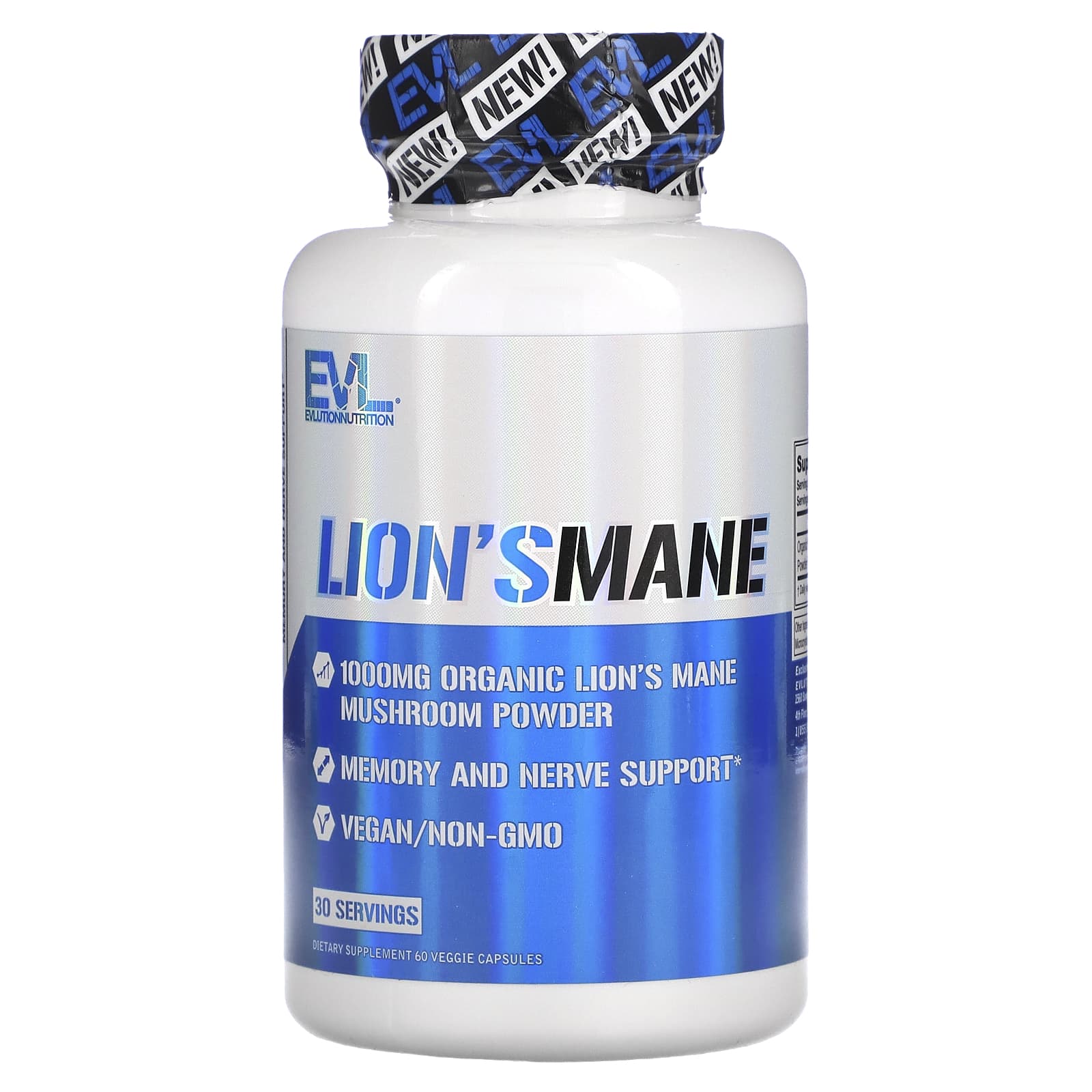 Lion's Mane baksida med näringsfakta