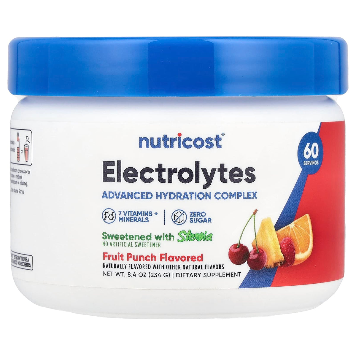 Nutricost Electrolytes Fruktpunsch baksida näringsfakta