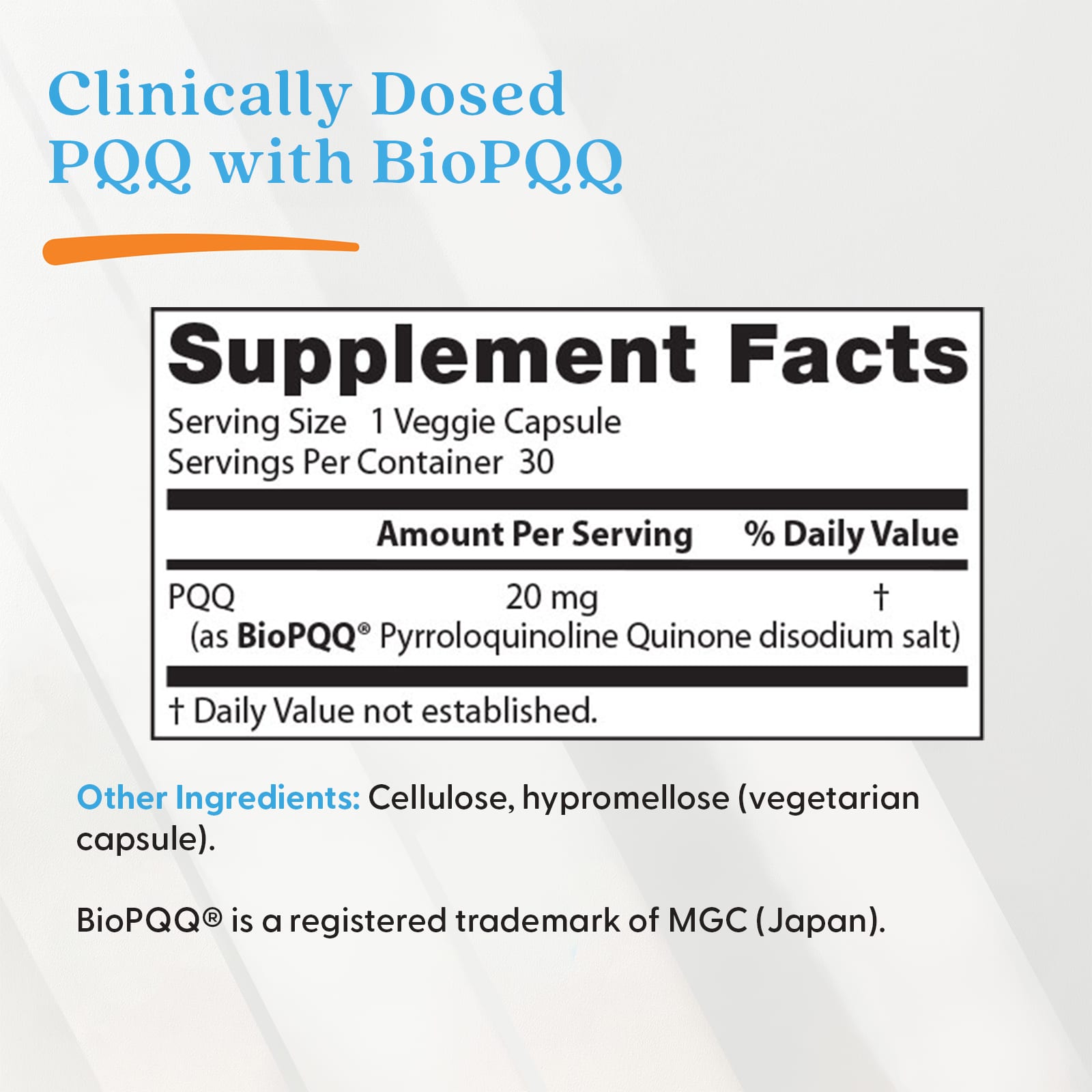 Doctor's Best PQQ With BioPQQ ingredienser