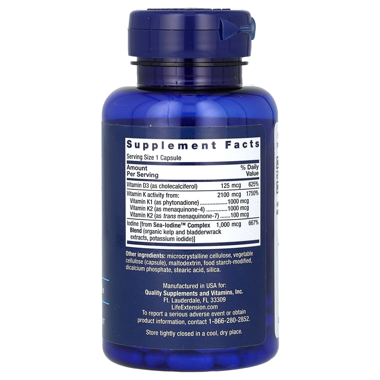 Life Extension Vitamins D And K With Sea-Iodine produktflaska