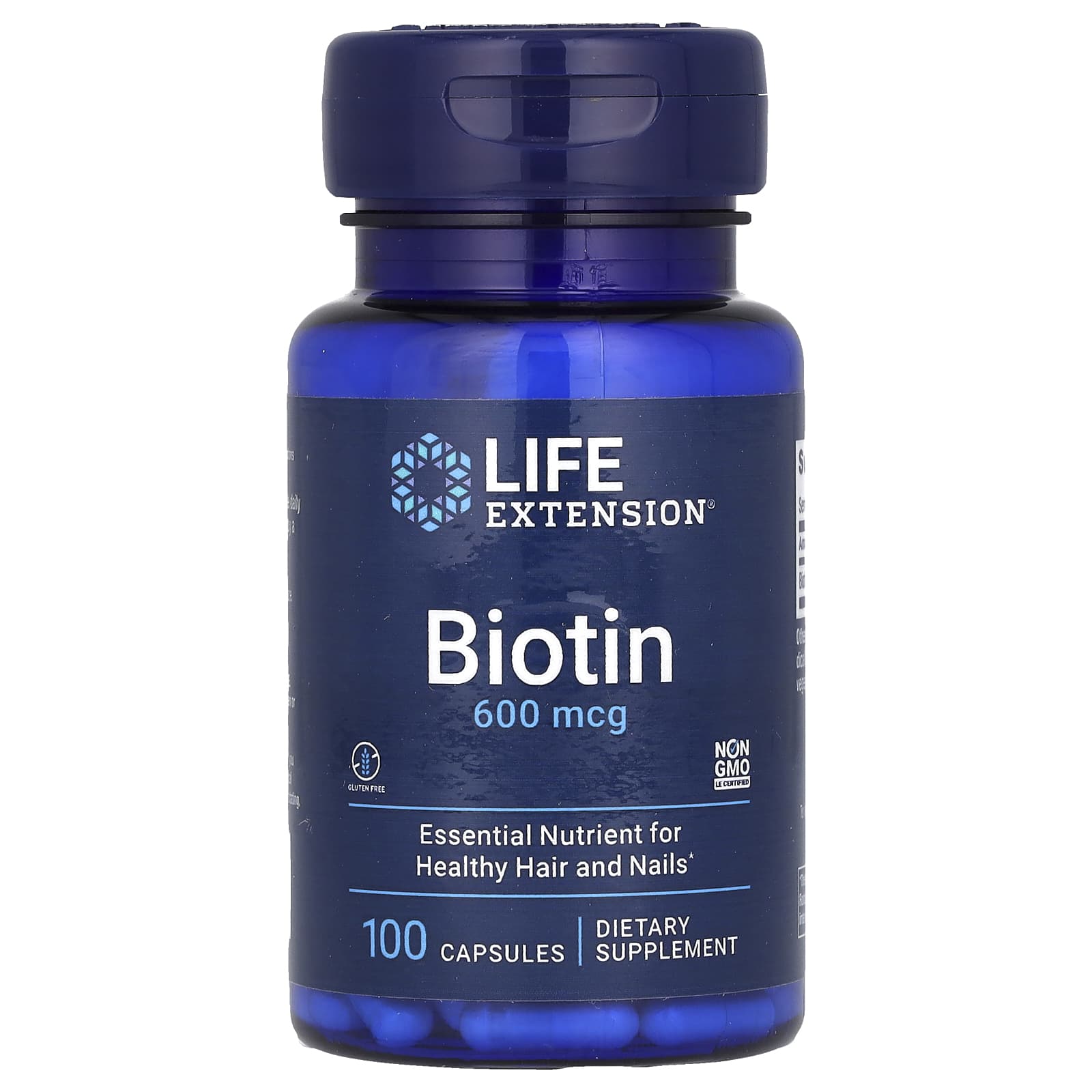 Biotin 600 mcg – 100 kapslar baksida