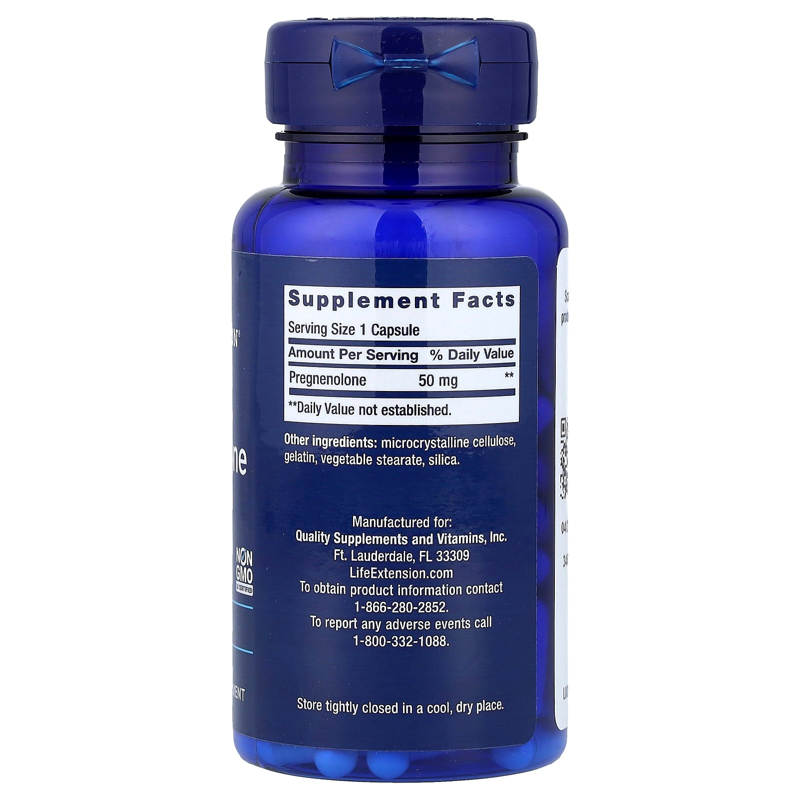 Life Extension Pregnenolone ingredienser etikett