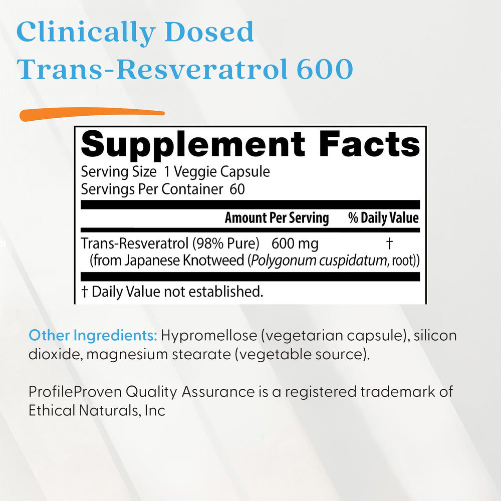 Doctor's Best Trans-Resveratrol 600 etikett detalj
