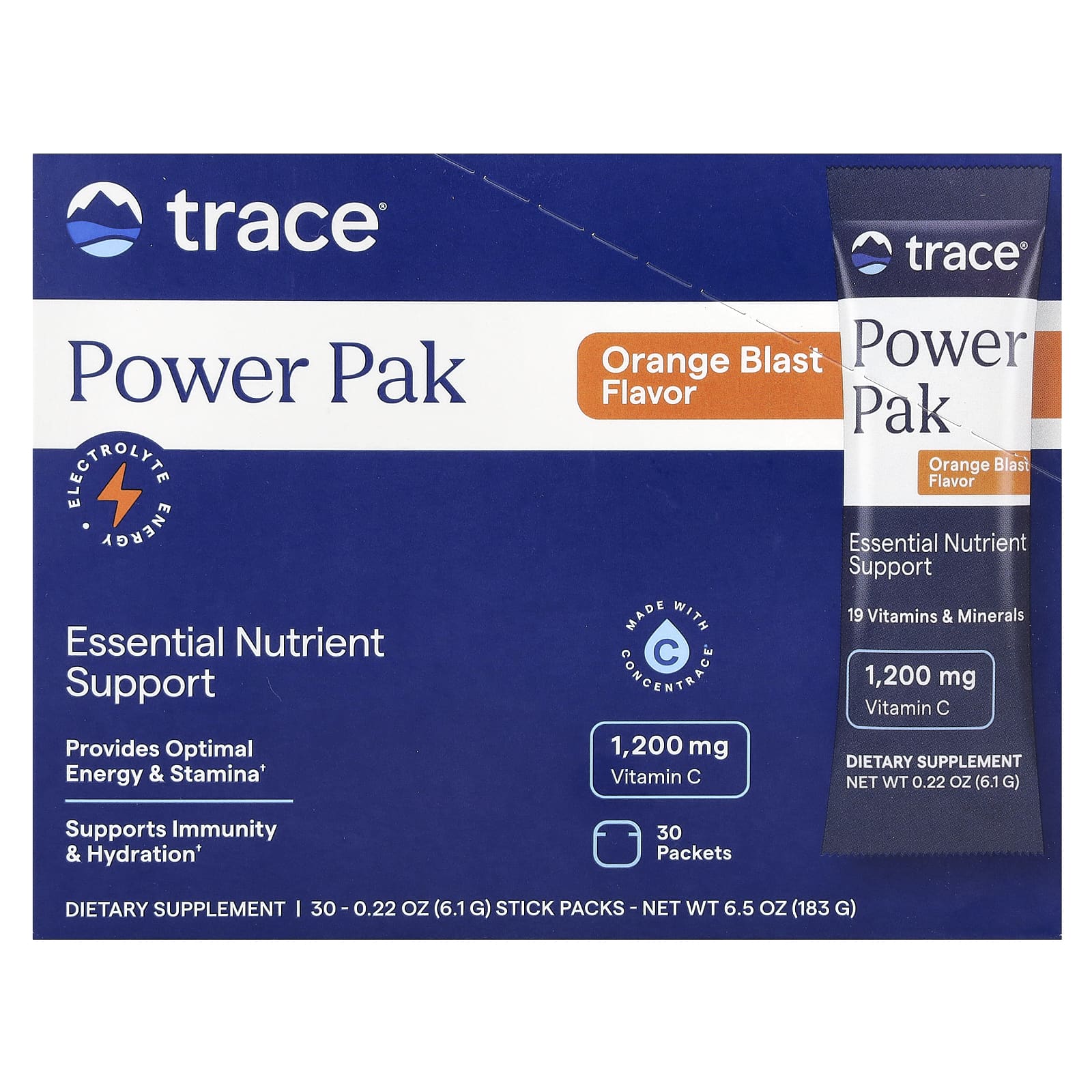 Power Pak ingredienser & etikett detalj