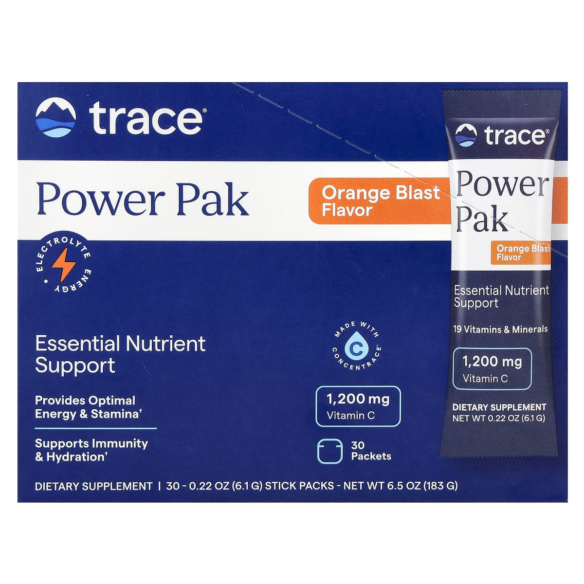 Power Pak ingredienser & etikett detalj