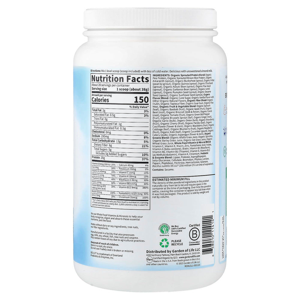 Garden Of Life Lightly Sweet ingredienser lista