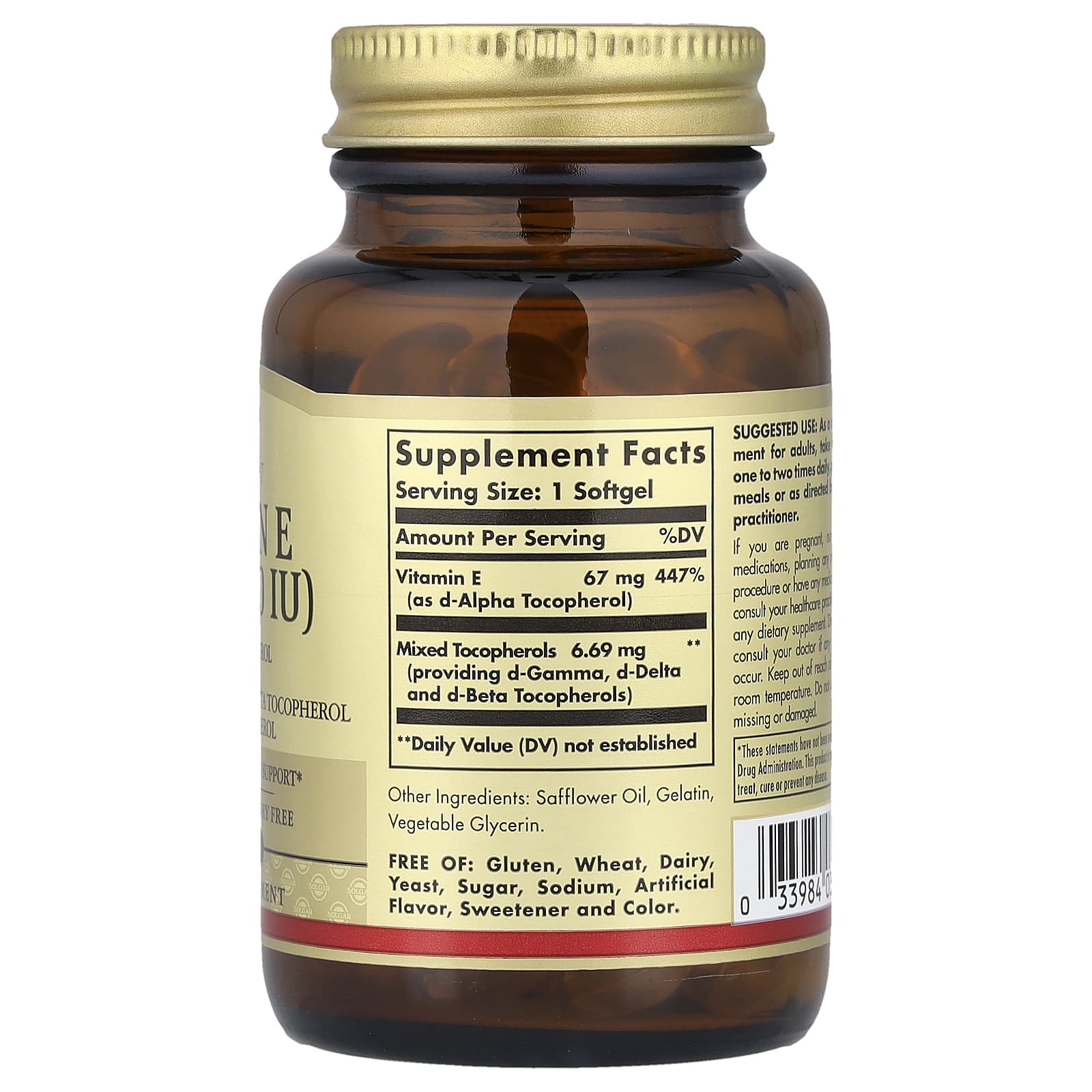 Solgar - Naturally Sourced Vitamin E - 100 Sgels