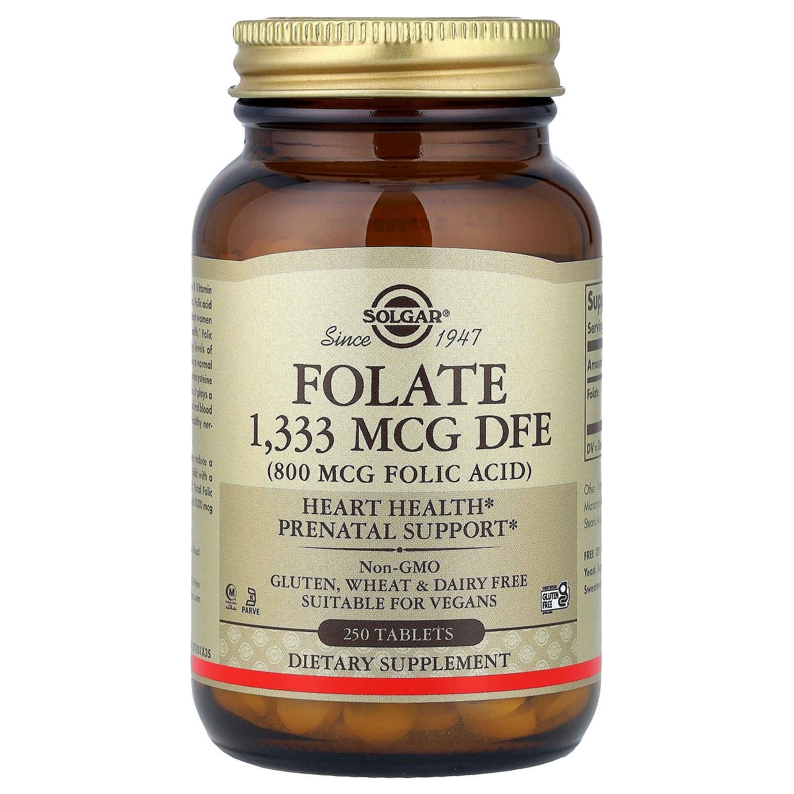 Solgar Folate baksida näringsfakta