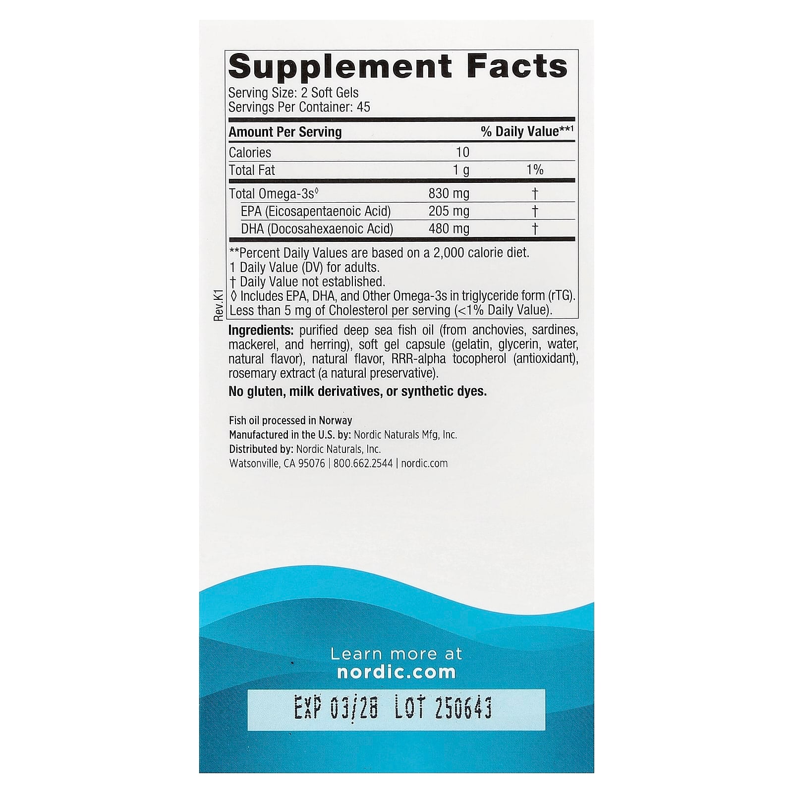 Nordic Naturals DHA ingredienser lista