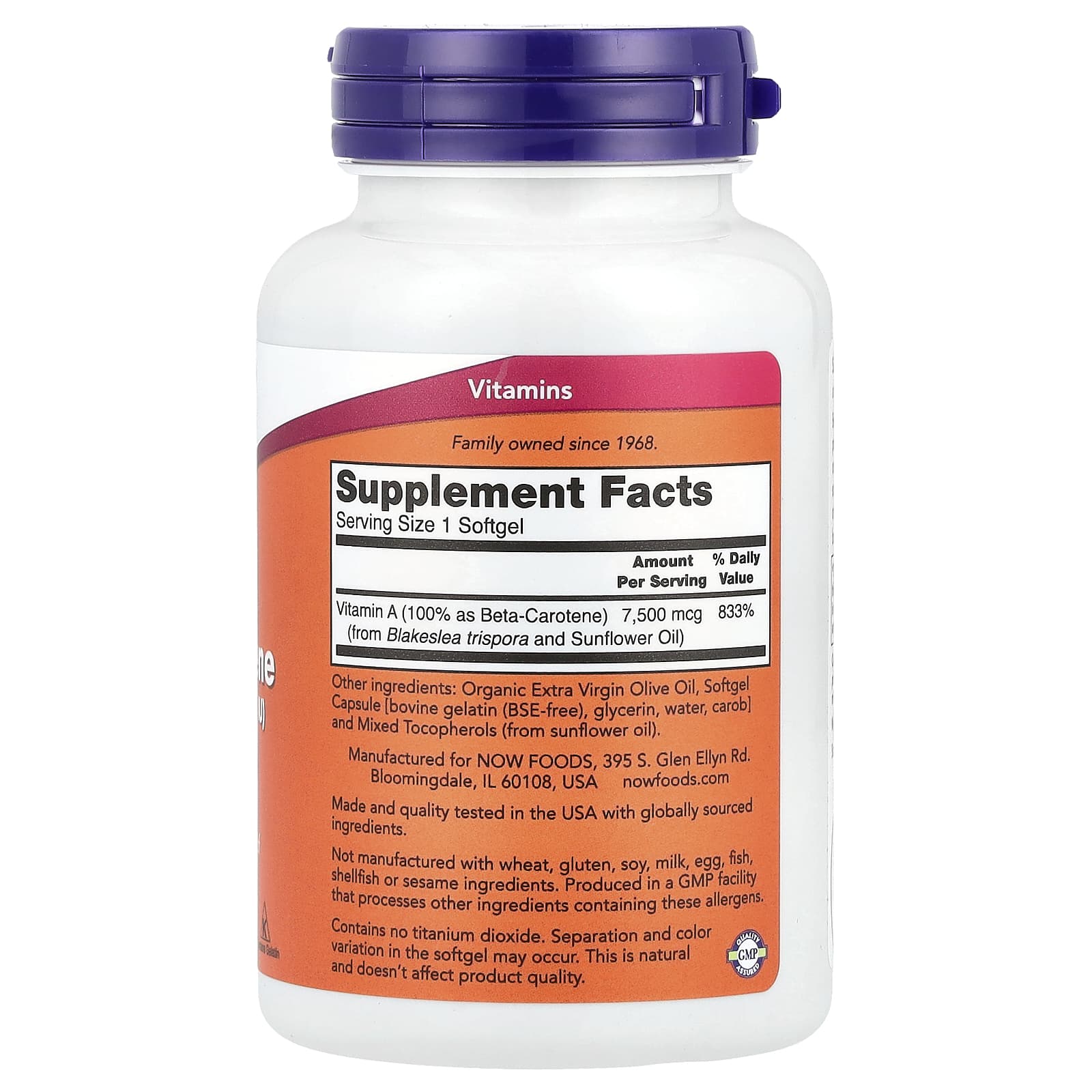 NOW Foods - Beta Carotene Natural, 25 000IU