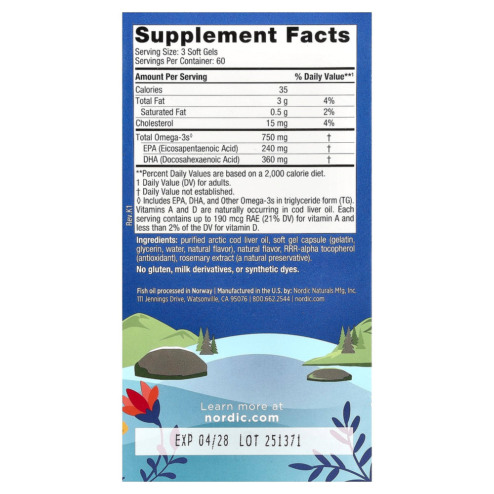 Arctic Cod Liver Oil ingredienser och etikett
