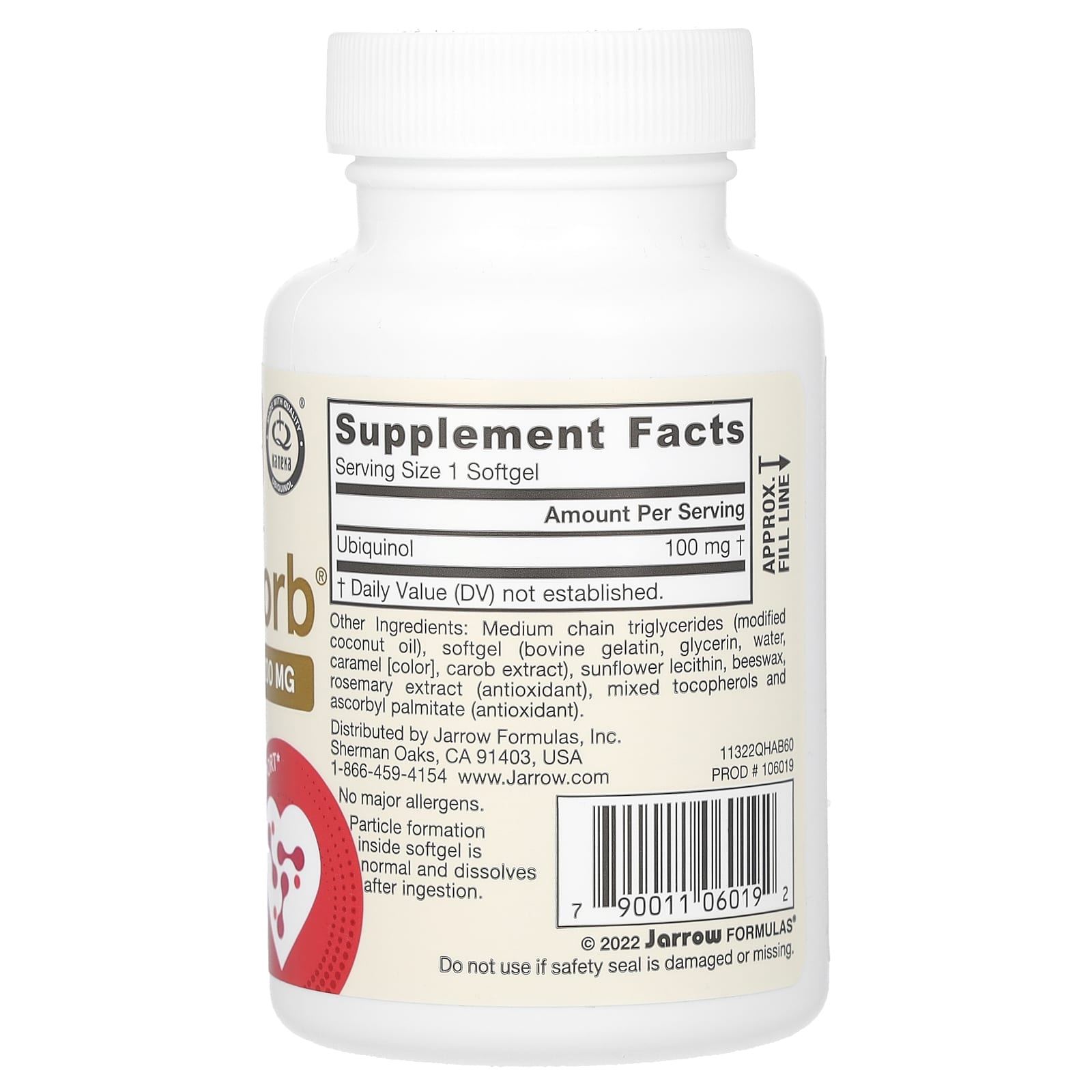 Ubiquinol QH-Absorb näringsfakta etikett