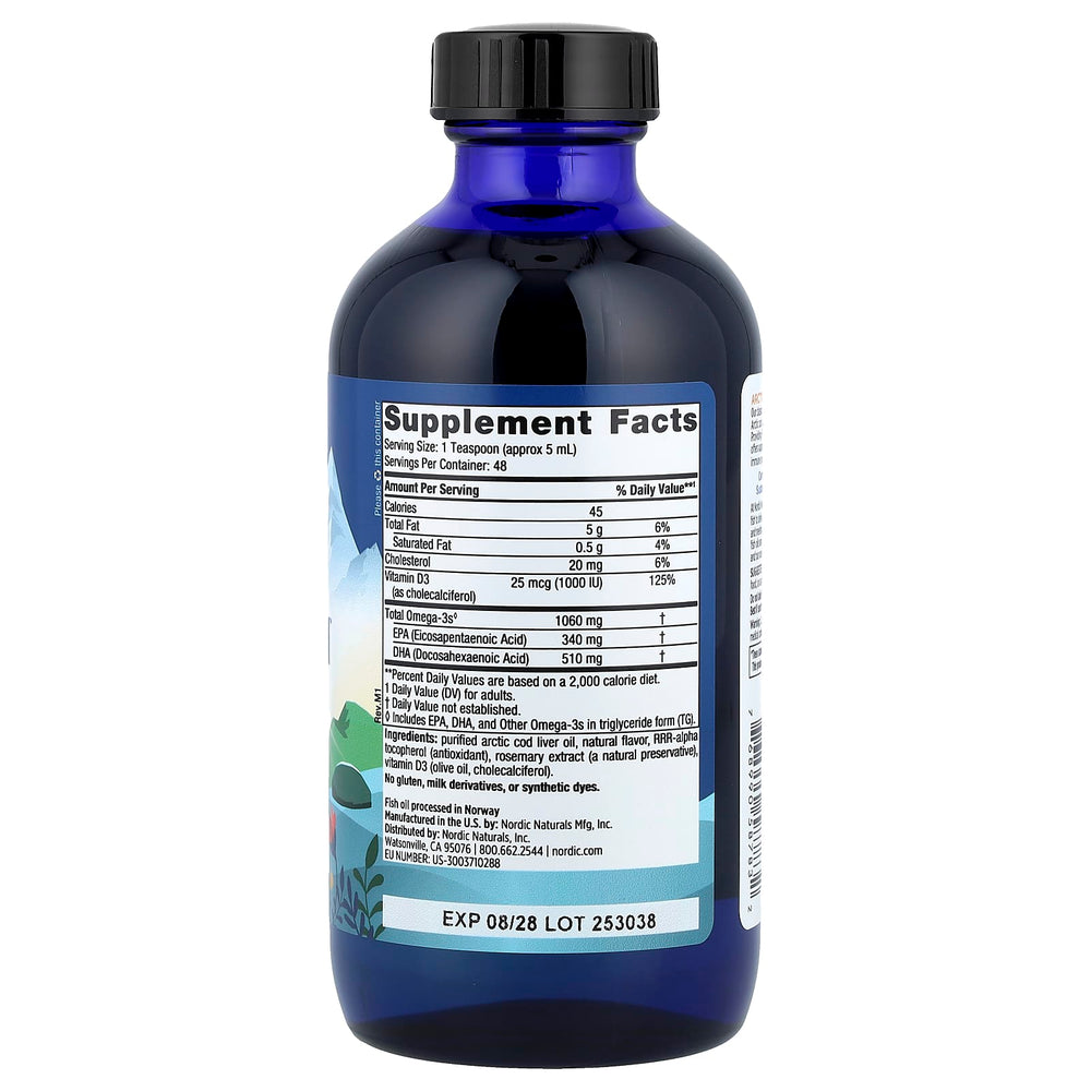 Arctic-D Torskleverolja ingredienser etikett