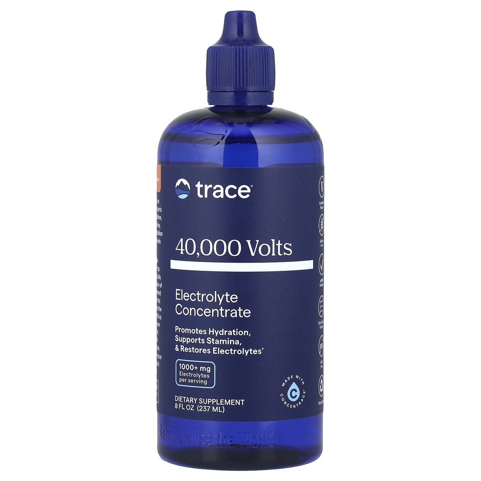 Trace Minerals 40,000 Volts baksida med näringsfakta