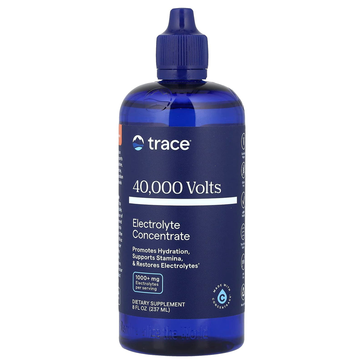 Trace Minerals 40,000 Volts baksida med näringsfakta