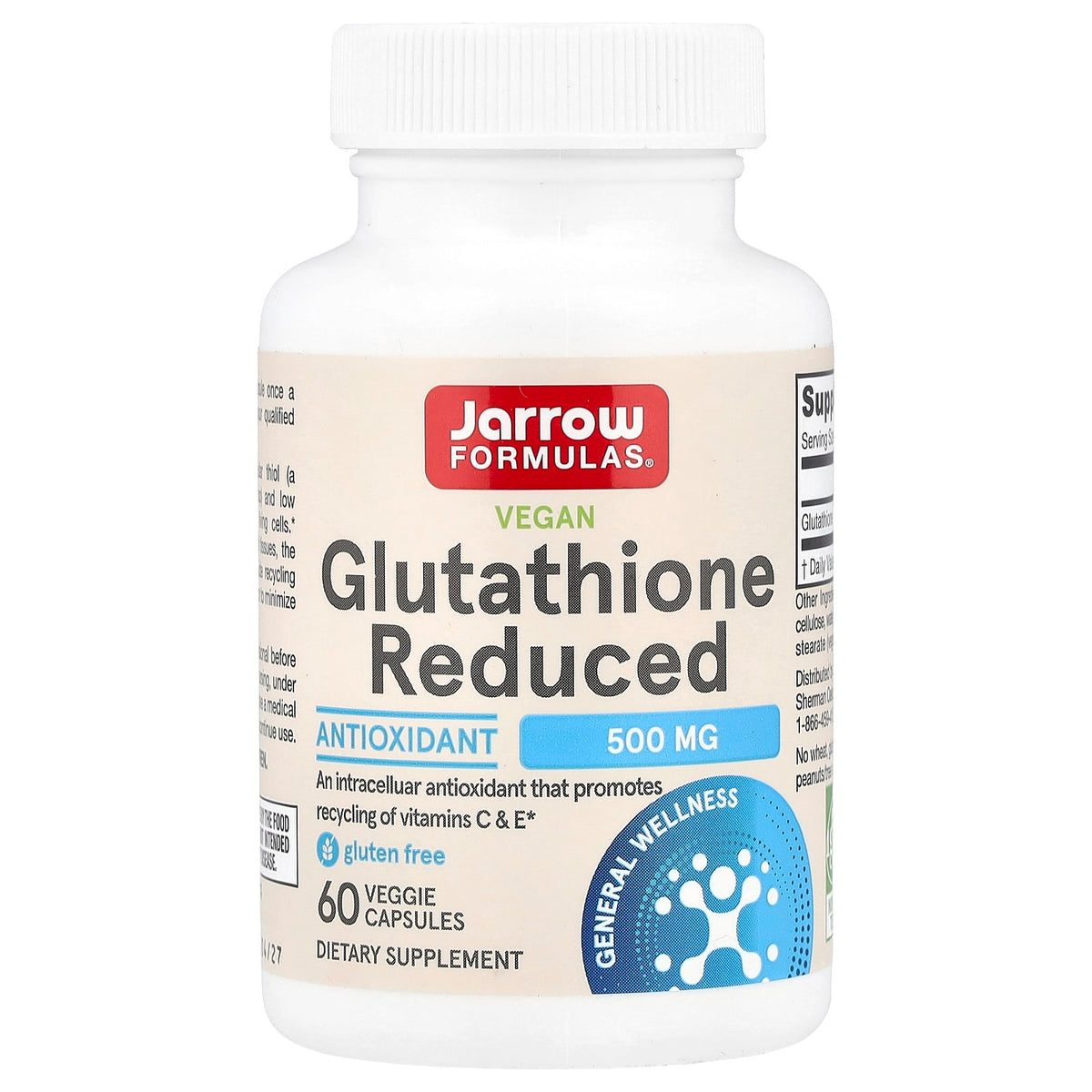 Reduced Glutathione 500 mg baksida