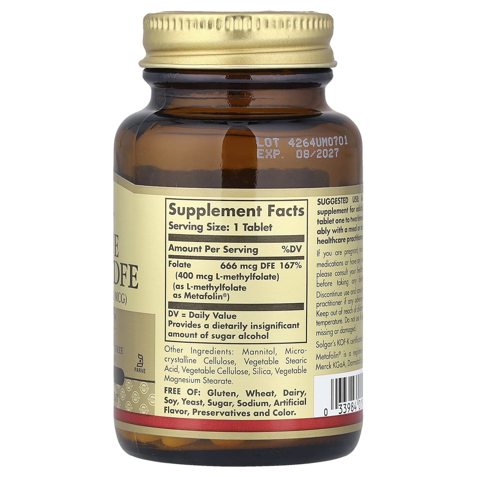Solgar - Metafolin - Folate-tuki