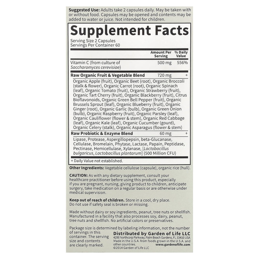 Vitamin Code RAW Vitamin C näringsfakta