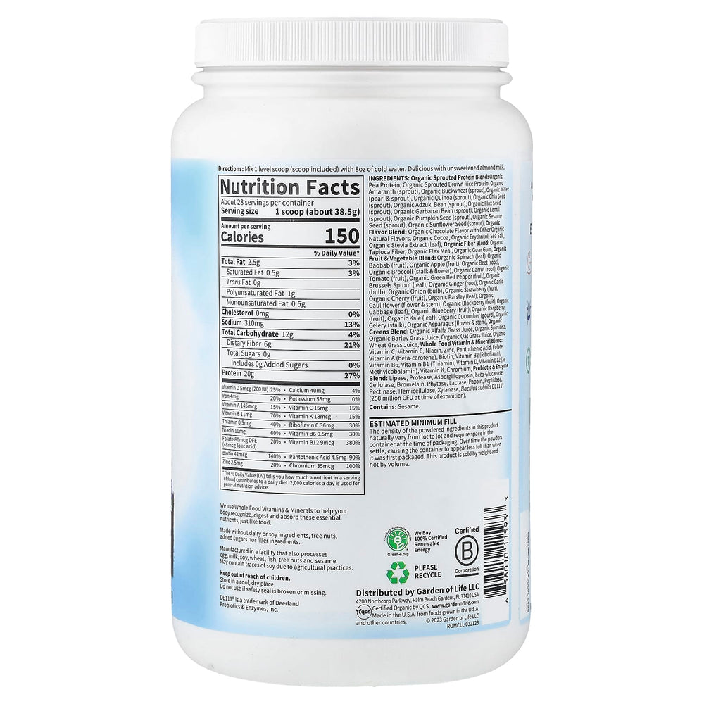 Garden of Life RAW Meal ingredienser & etikett