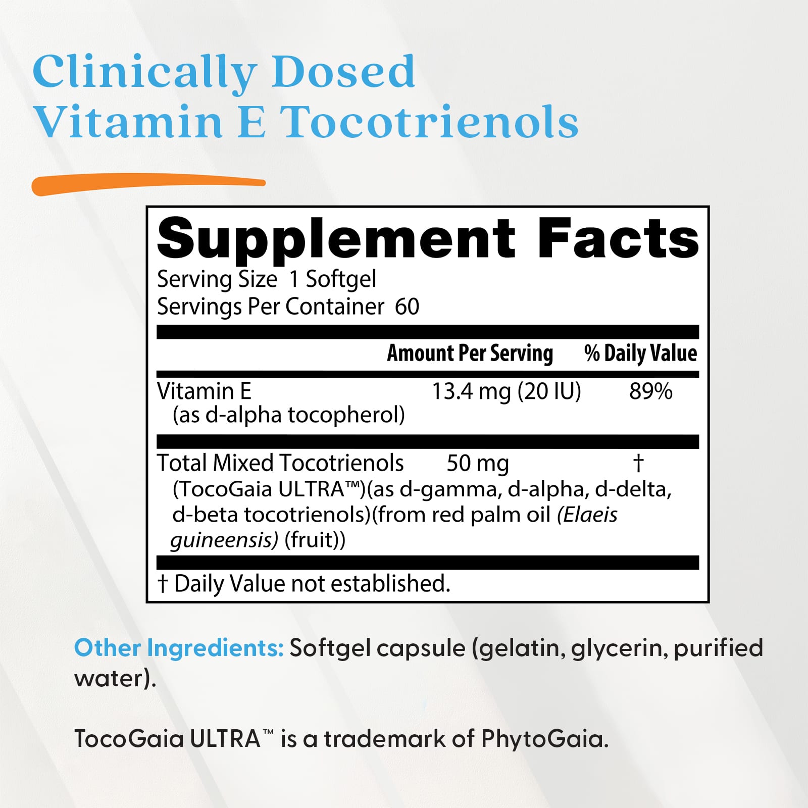 Vitamin E Tocotrienols förpackning detalj