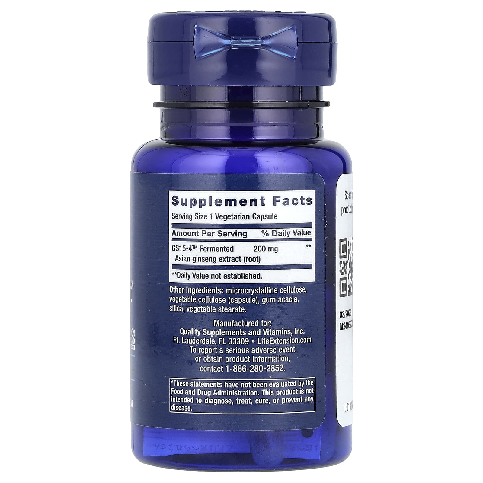 Life Extension Ginseng Energy Boost ingredienser lista