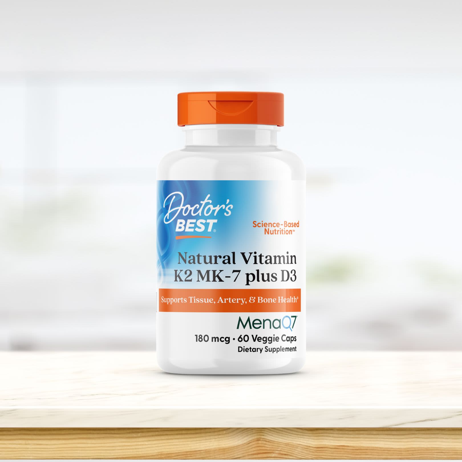 Doctor's Best - Naturlig Vitamin K2 Mk7 med Menaq7 Plus D3 - 60 Vcaps