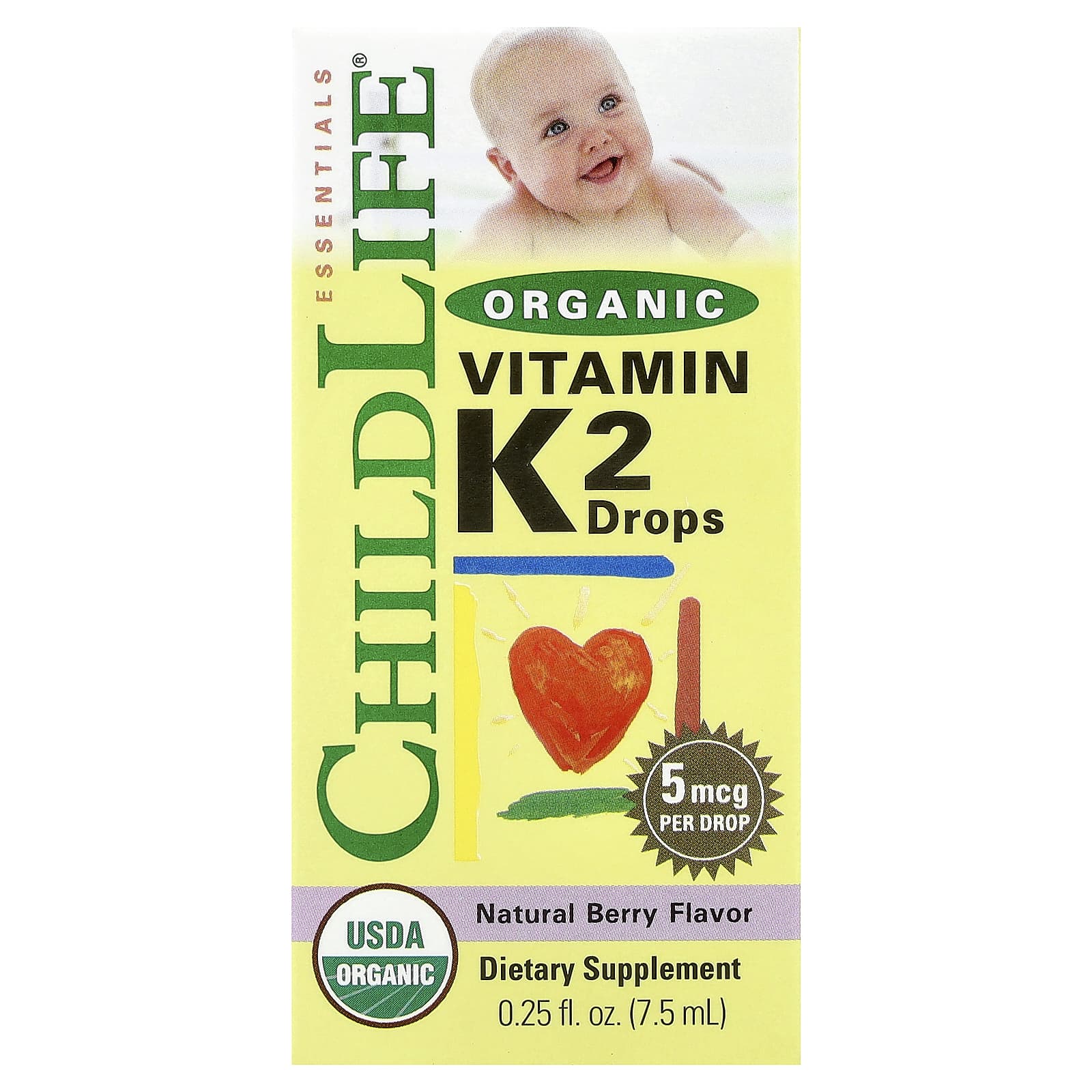 Vitamin K2 Drops baksida med näringsinformation