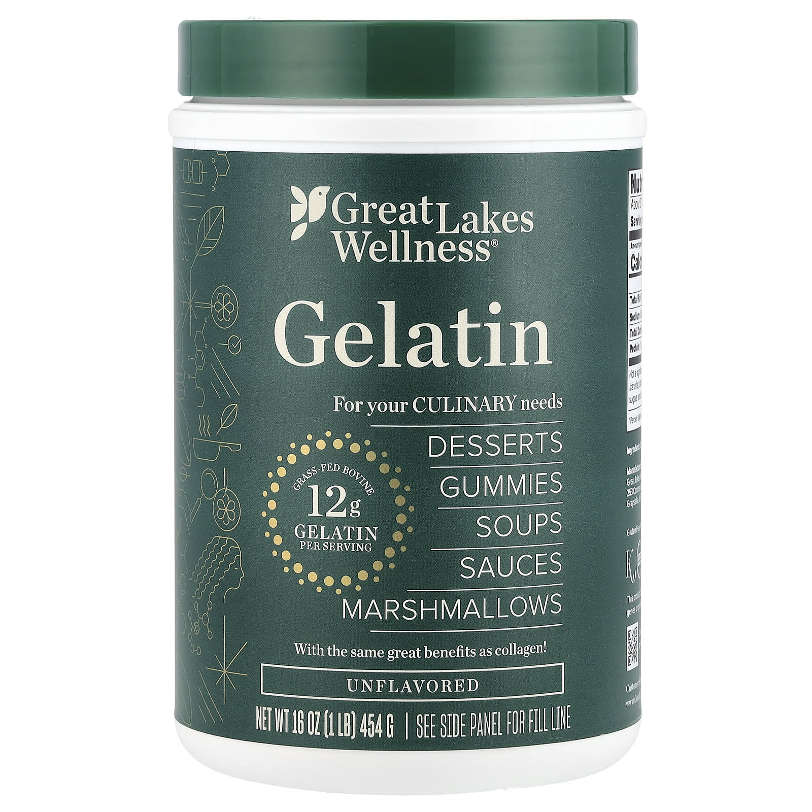 Great Lakes Culinary Gelatin baksida