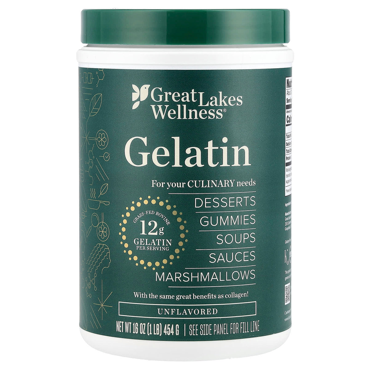 Great Lakes Culinary Gelatin baksida