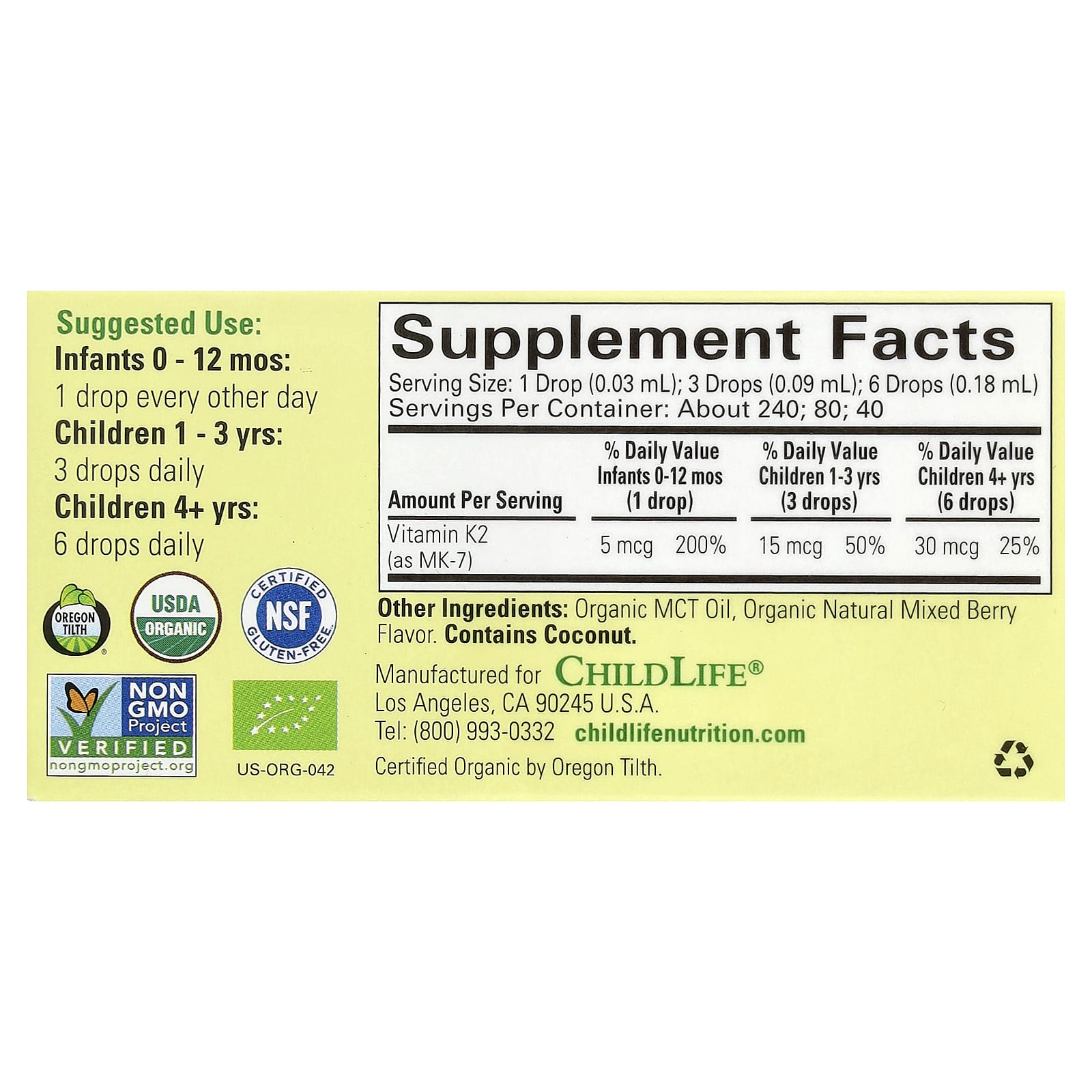 Vitamin K2 Drops ingredienser och användning