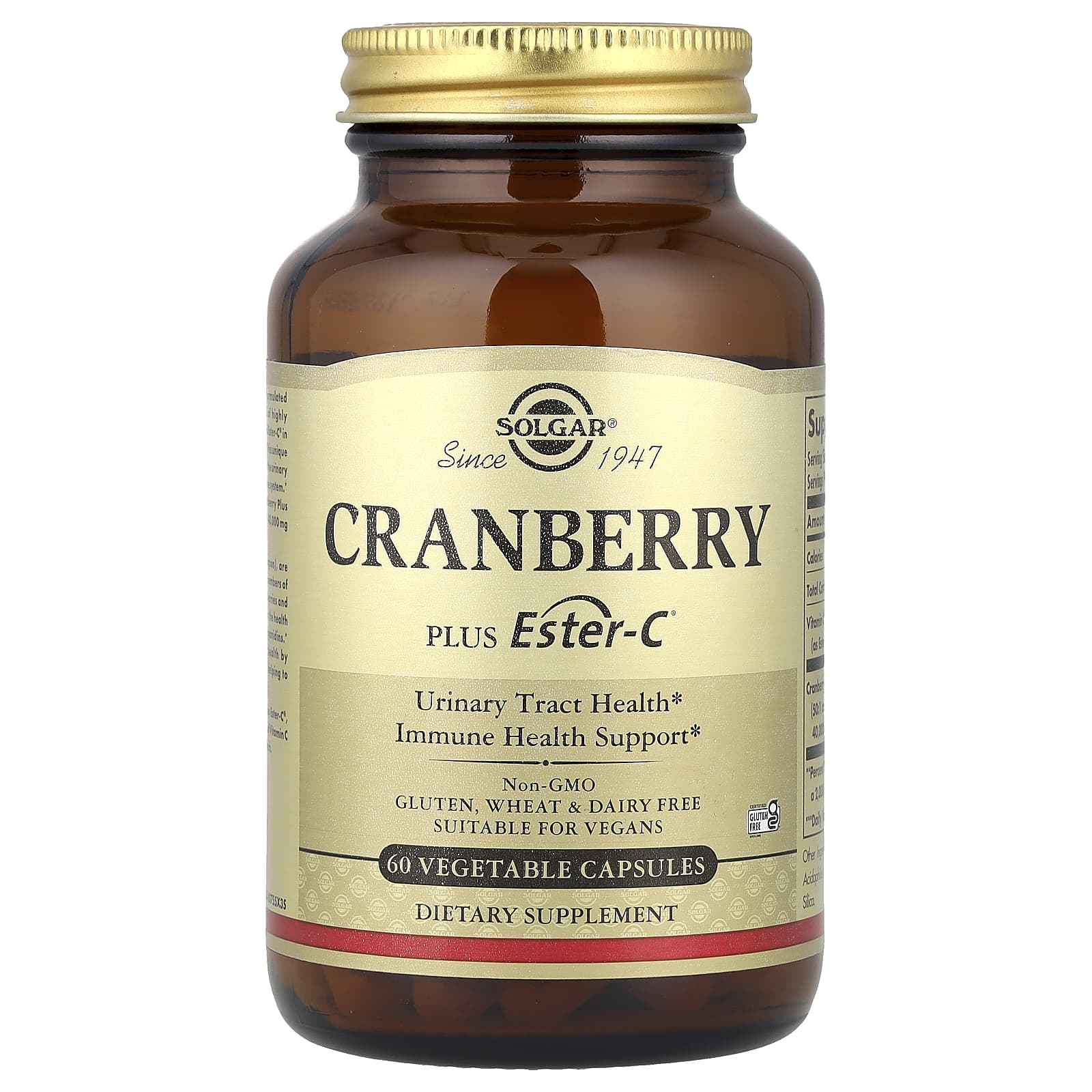 Solgar Cranberry Plus Ester-C baksida näringsfakta