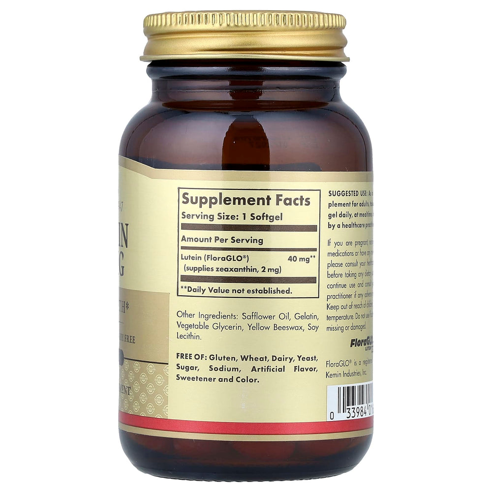 Lutein 20mg – Ögonhälsa baksida näringsfakta