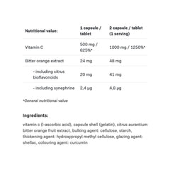 Vitamin C 1000 – 120 kapslar baksida näringsfakta
