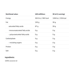 Allnutrition Coconut Oil baksida näringsfakta