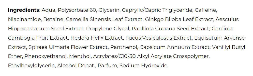 Amix Super Fat Burner Booster Gel baksida näringsfakta