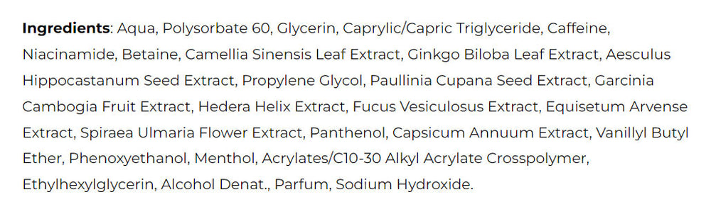 Amix Super Fat Burner Booster Gel baksida näringsfakta