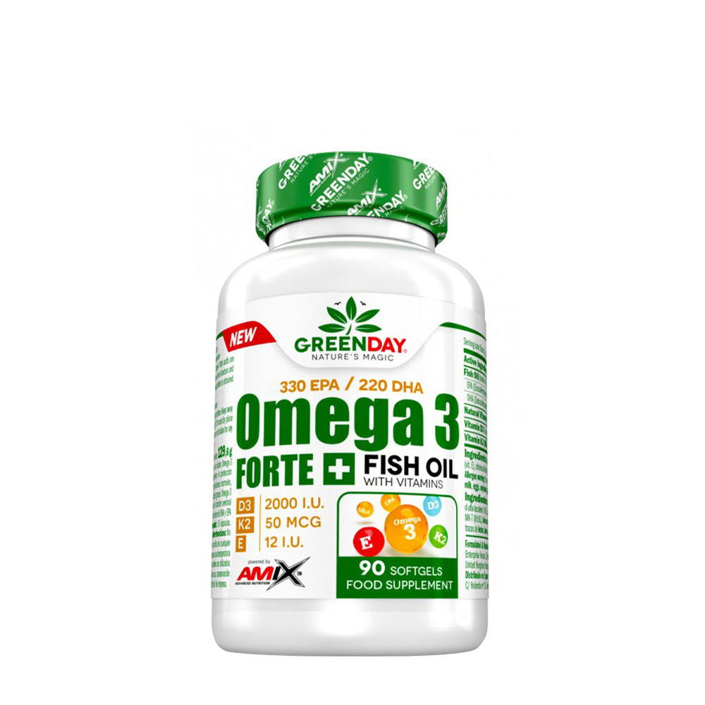 Omega 3 Forte + Fish Oil – 90 kapslar baksida med näringsinformation