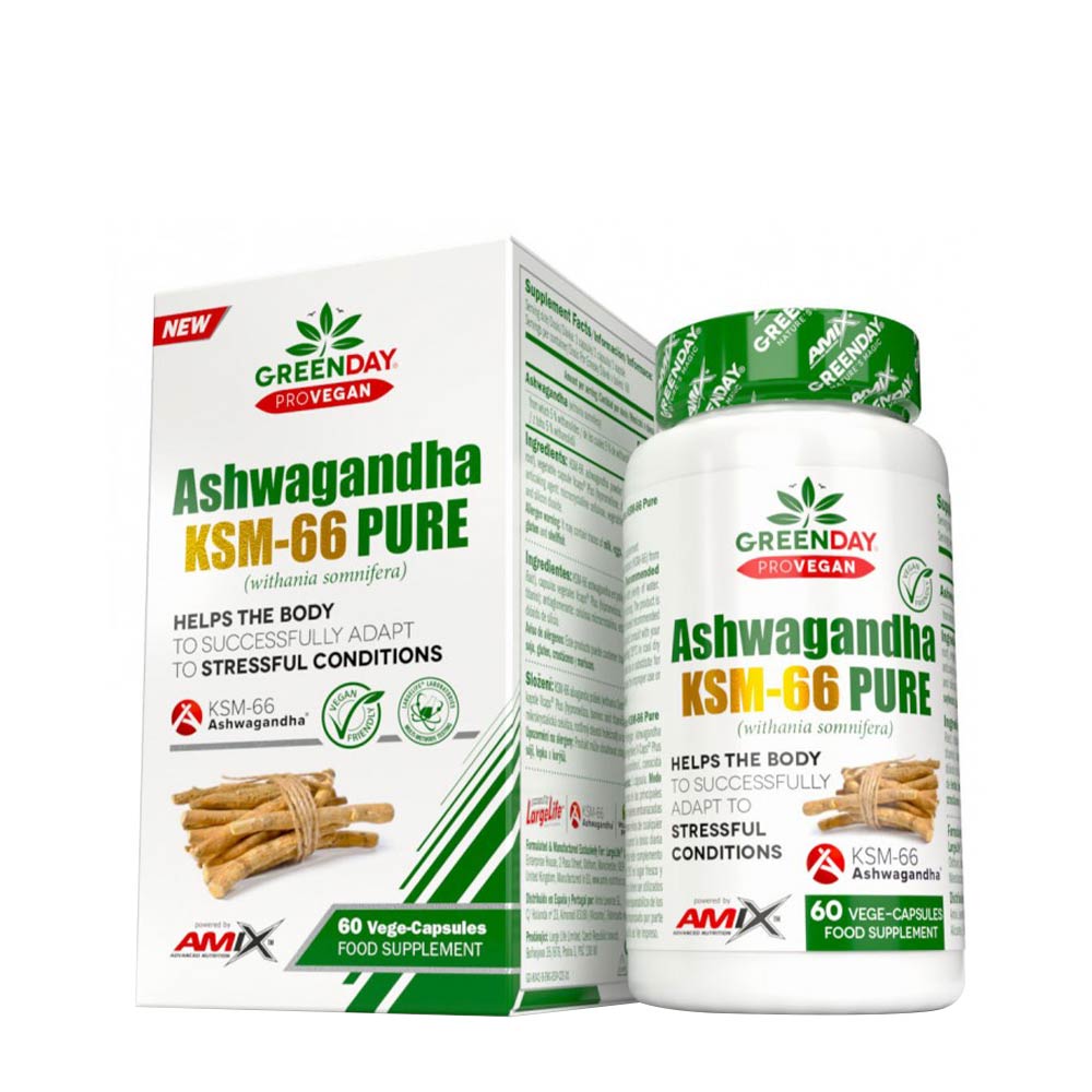 Amix - (Greenday Provegan Line) - Greenday Provegan Ashwagandha KSM-66 Puhdas - 60 Vege-Kapselia