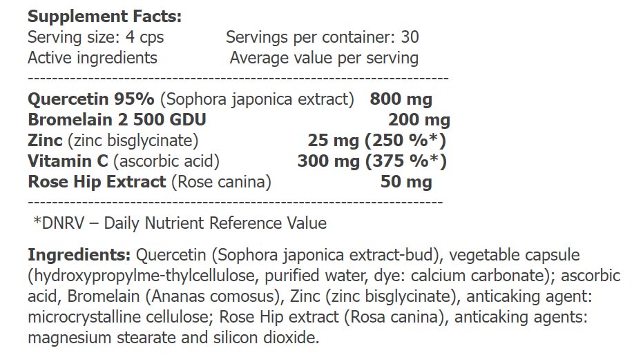Amix - Provegan Quercetin With Bromelain Plus - 120 Caps (KORT DATUM 2026-06-30)