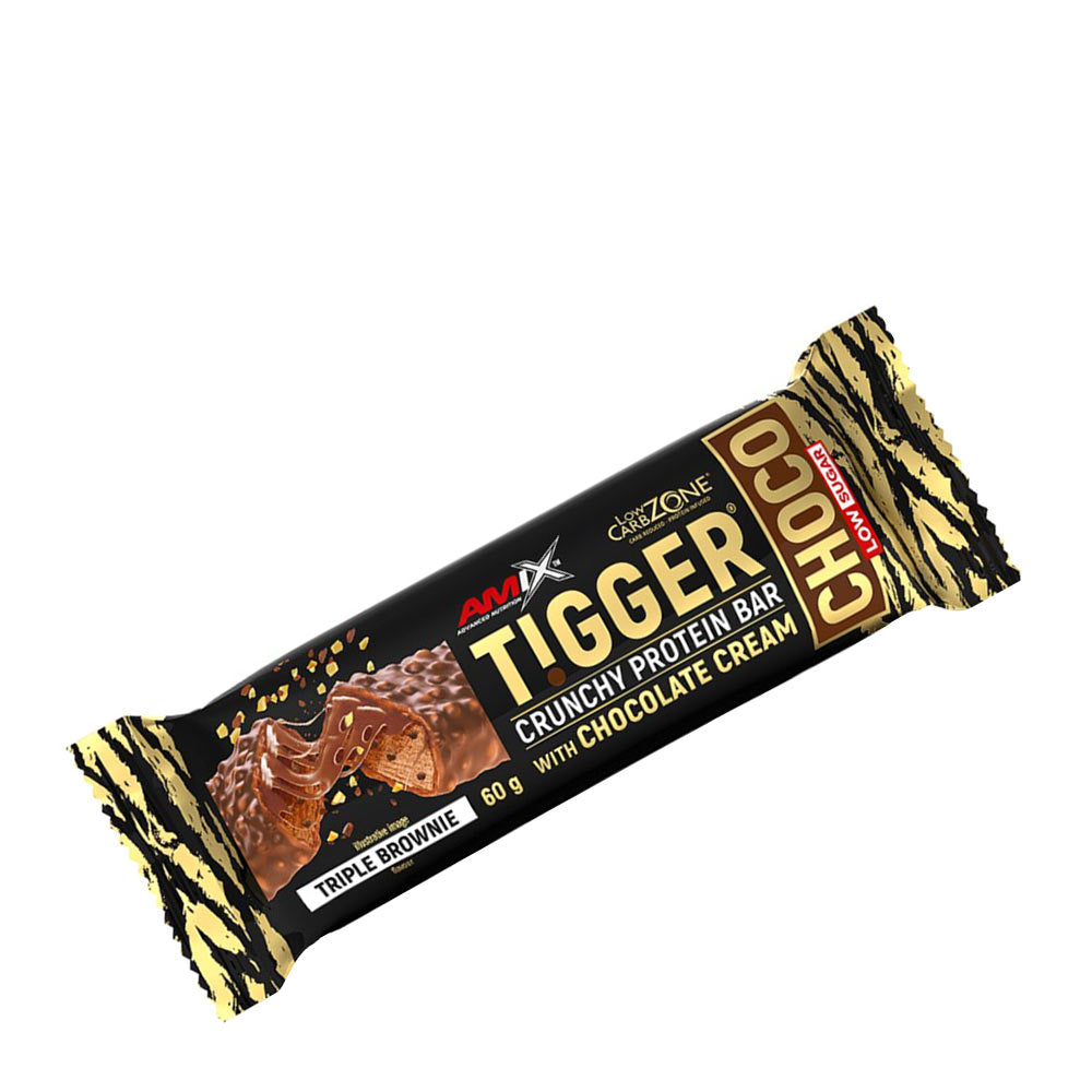 Amix Tigger® Choco protein bar with chocolate cream, low carb, high protein snack for muscle support.