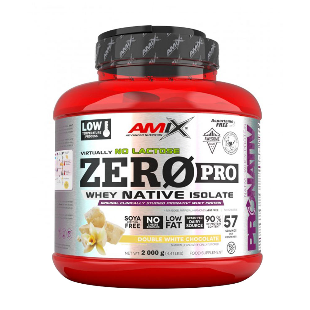 Zero Pro Whey Native Isolate förpackningsdetalj etikett