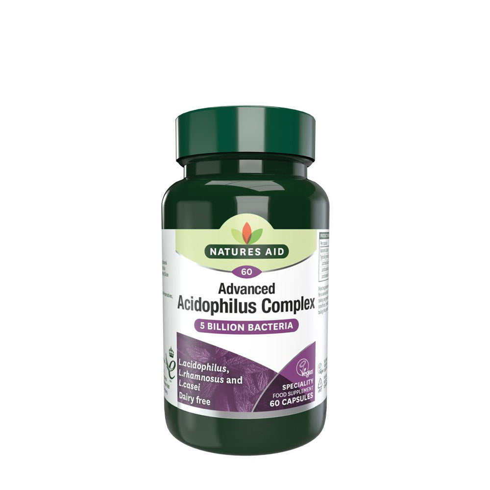 Natures Aid Acidophilus ingredienser etikett