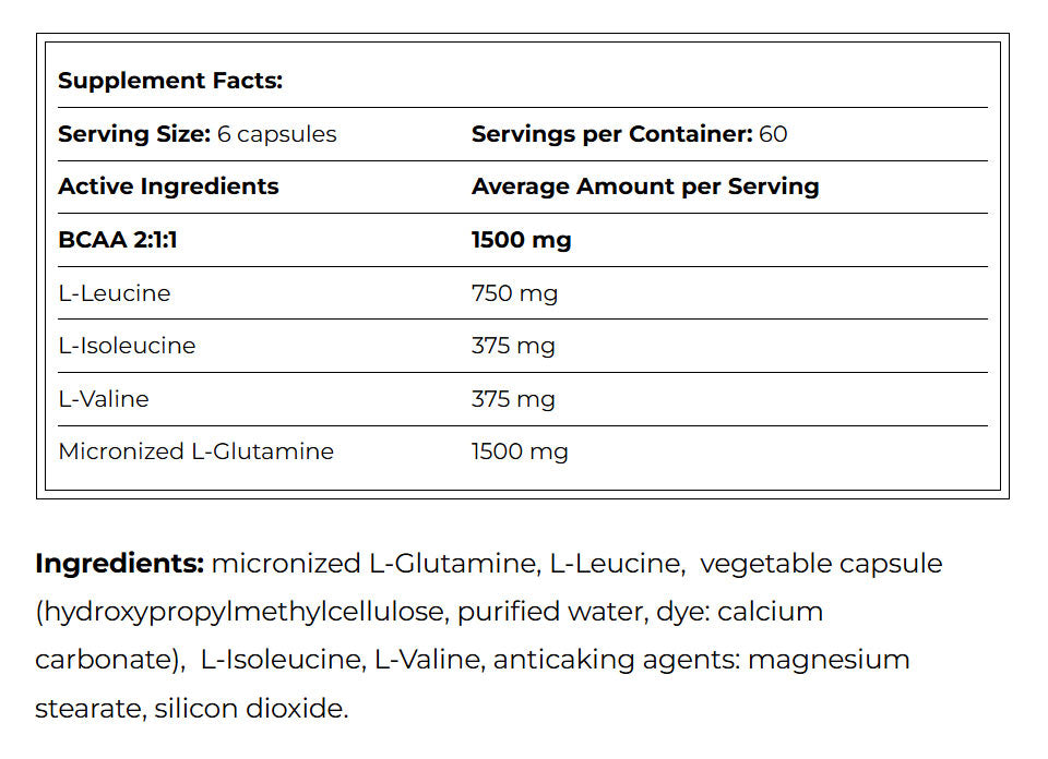 Amix - L-Glutamine + BCAA - 360 Kapsler