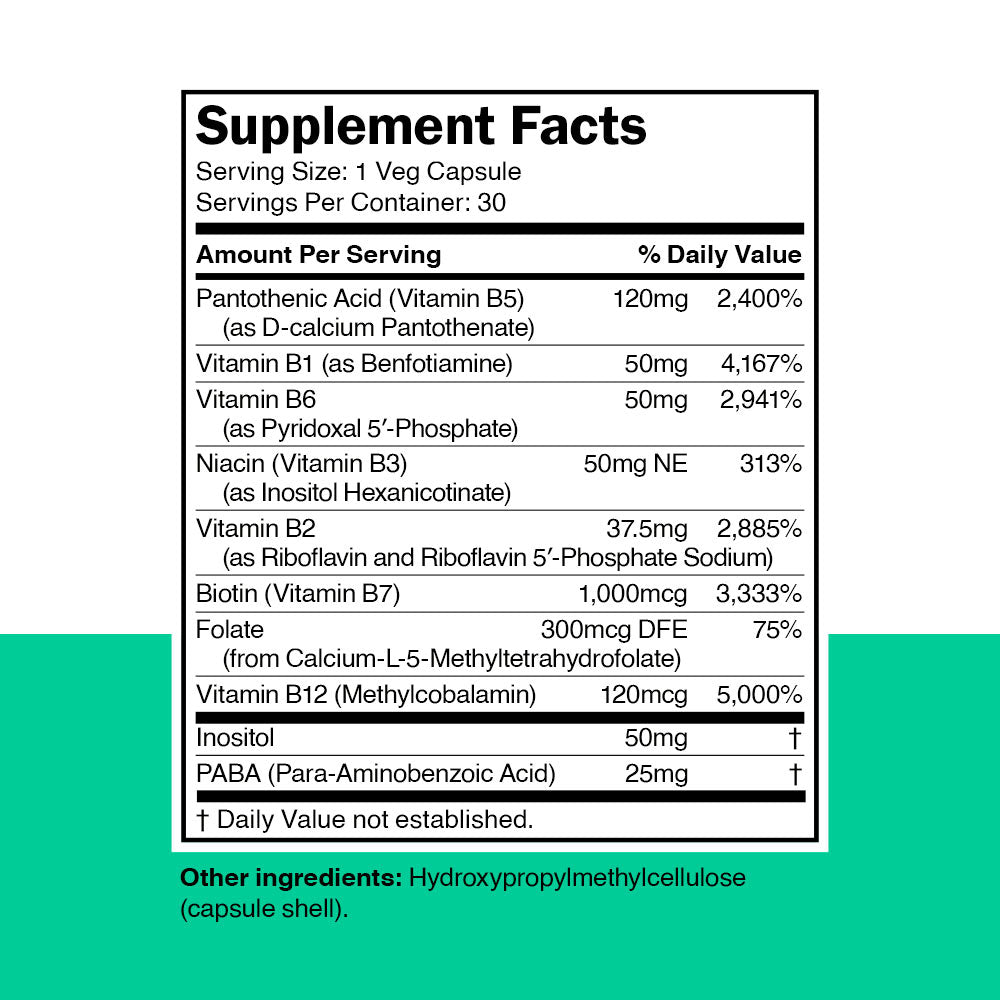 Vitamin360 BioActive Daily B-Complex baksida näringsfakta