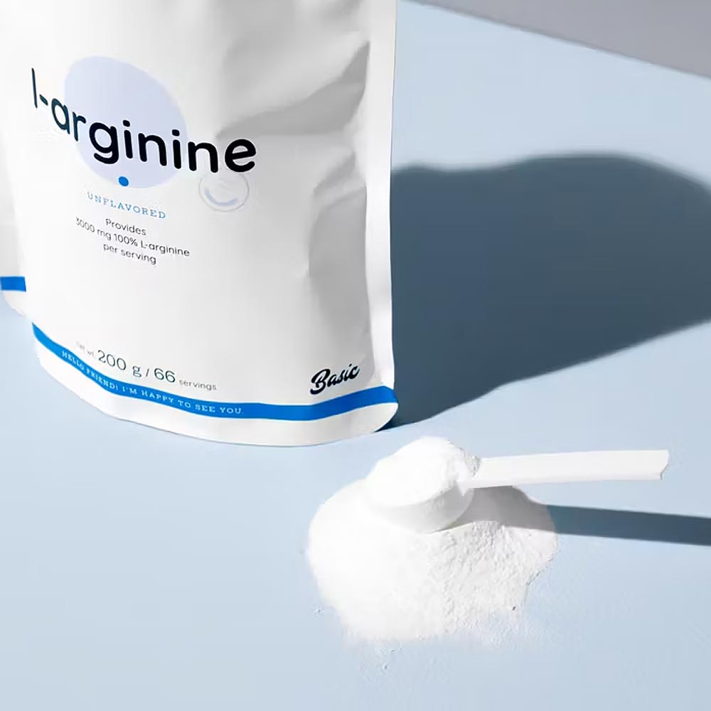 L-Arginine Pulver öppen förpackning