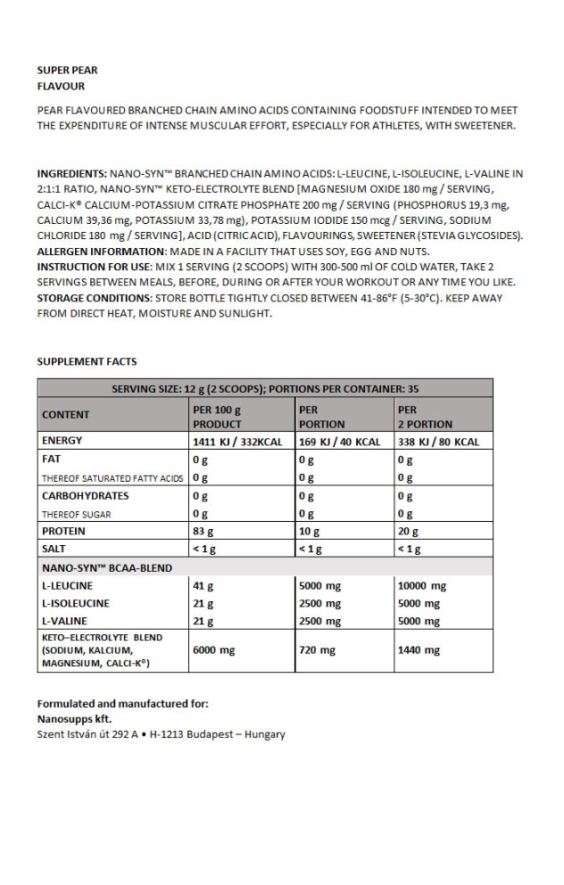 Nanosupps - Super Päärynä - 420g
