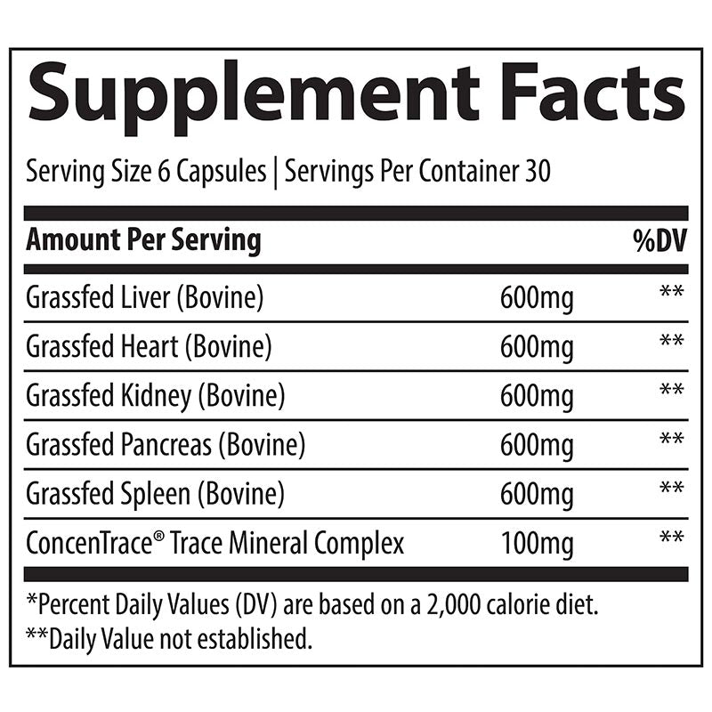 Trace Minerals - Tmancestral Beef Organs - 180 Caps