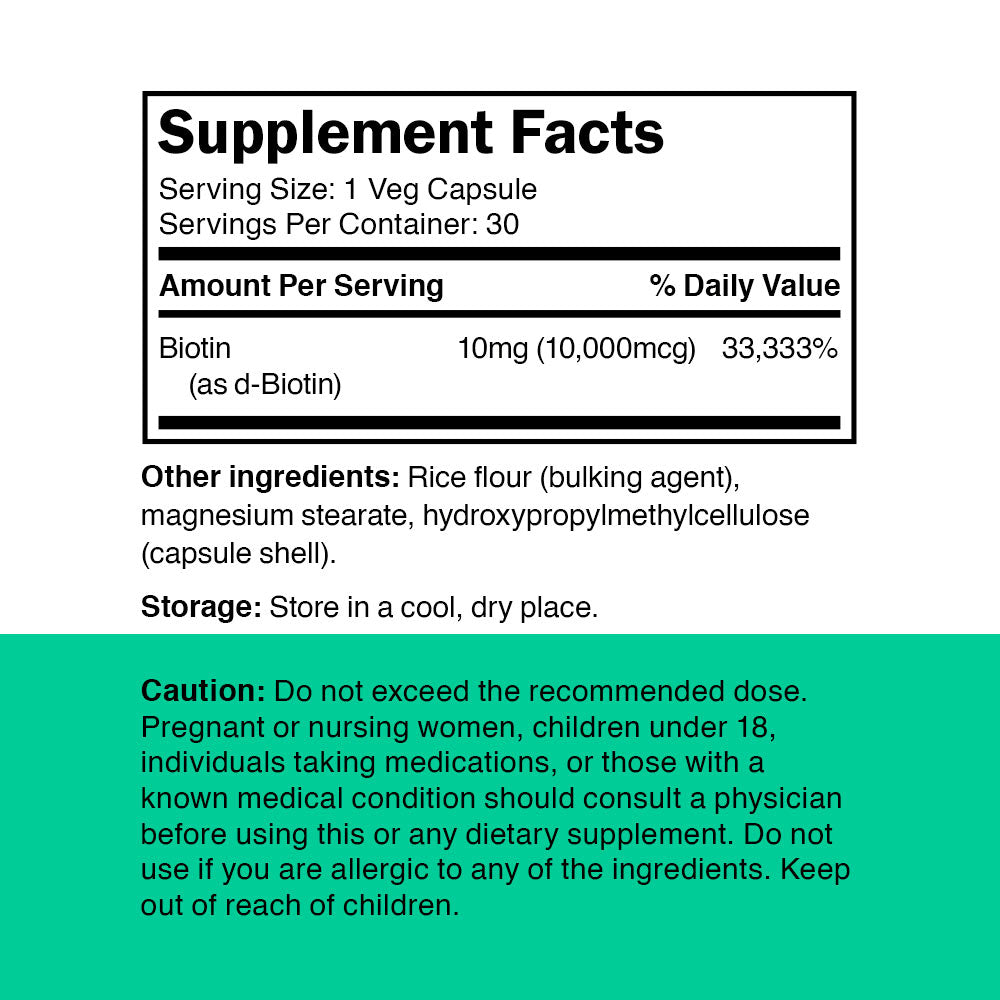 Vitamin360 Biotin baksida näringsfakta
