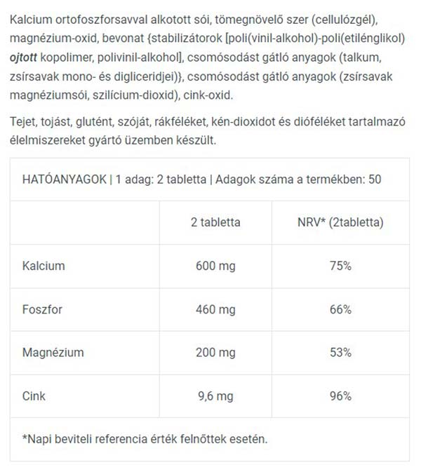 BioTechUSA Calcium Zinc Magnesium ingredienser etikett