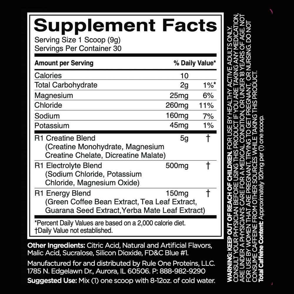 Charged Creatine Blue Raspberry Lemonade baksida
